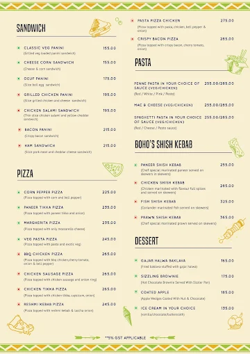 Boho - The Ground Cafe menu 