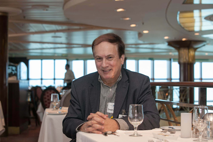 Cruiseable CEO JD Lasica in Trellis restaurant aboard Celebrity Infinity. 