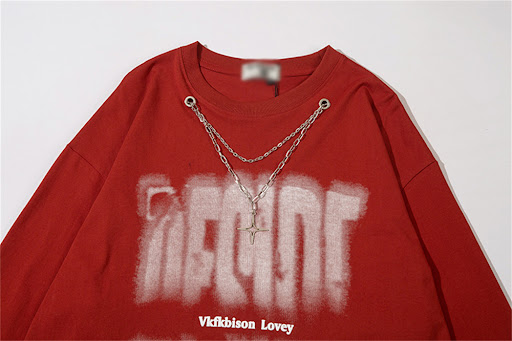 Title 9, Mens Fashion Casual Letter Chain Long Sleeve T...
