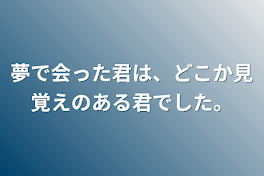 夢で会った君は、どこか見覚えのある君でした。