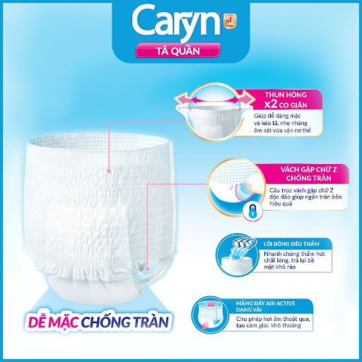 Tã-bỉm quần người lớn Caryn mỏng nhẹ L28 (28 miếng)