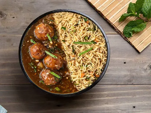 Veg Fried Rice + Veg Manhchurian Gravy Bowl