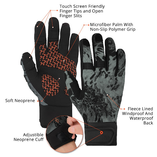 Title 5, Non slip and warm fishing gloves providing a se...