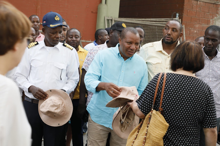 Kenya Ports officials gifting passengers of the Luxury cruise liner Norwegian Dawn on January 14, 2024