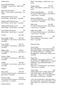 Palaaram Traditions menu 4