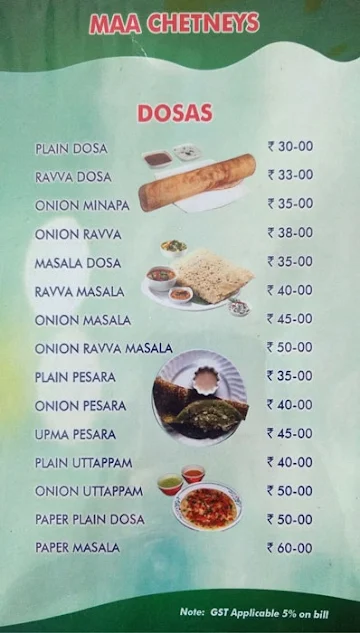 Hotel Maa Chutneys menu 