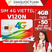 Sim Viettel 4G V120N {4Gb/Ngày}[120Gb/Tháng] Miễn Phí Gọi Nội Mạng Dưới 20 Phút Và 50 Phút Ngoại Mạng