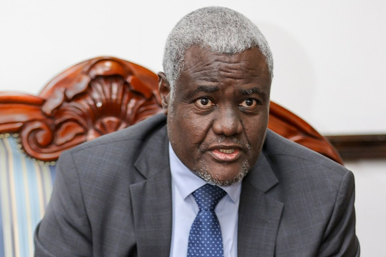 Chairperson of the African Union Moussa Faki during a meeting with President William Ruto at the State House, Nairobi on June 29, 2023.