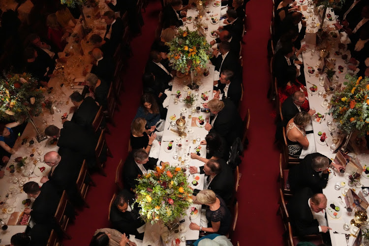 Guests attend a state banquet in honour of the President of South Africa, Cyril Ramaphosa, at the Guildhall on November 23, 2022 in London, England. This is the first state visit hosted by the UK with King Charles III as monarch, and the first state visit here by a South African leader since 2010.