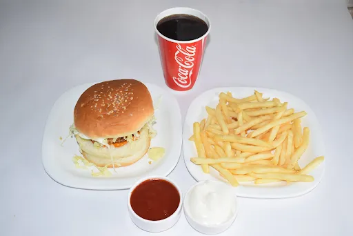 Chicken Burger With Fries And Beverage