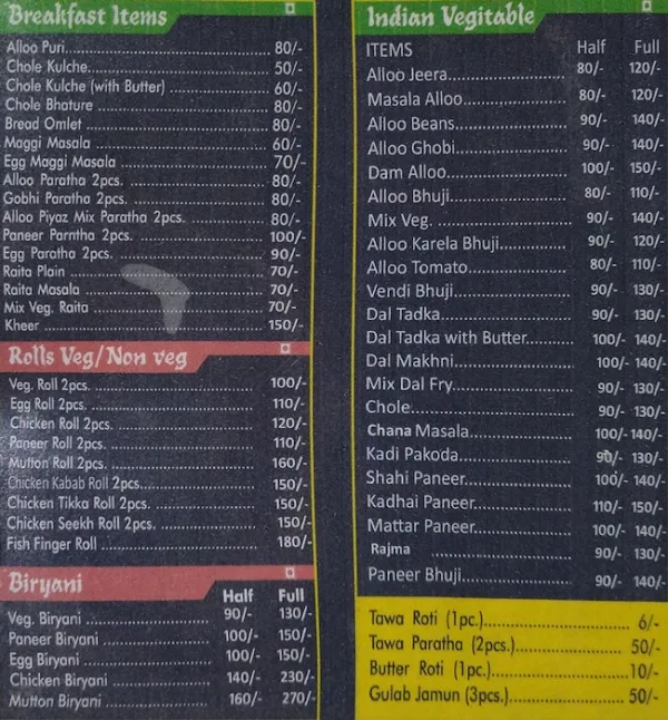 Sneha Food Lovers Point menu 