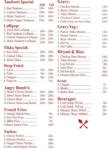 Angry Chicken menu 