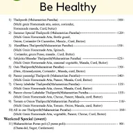Be Healthy menu 1