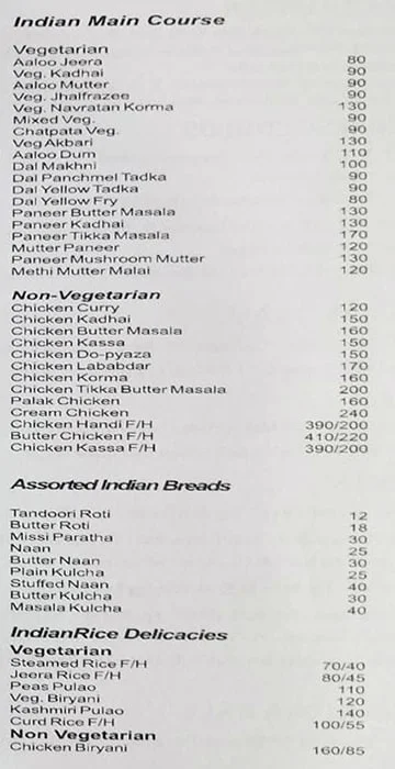 Patiala House menu 