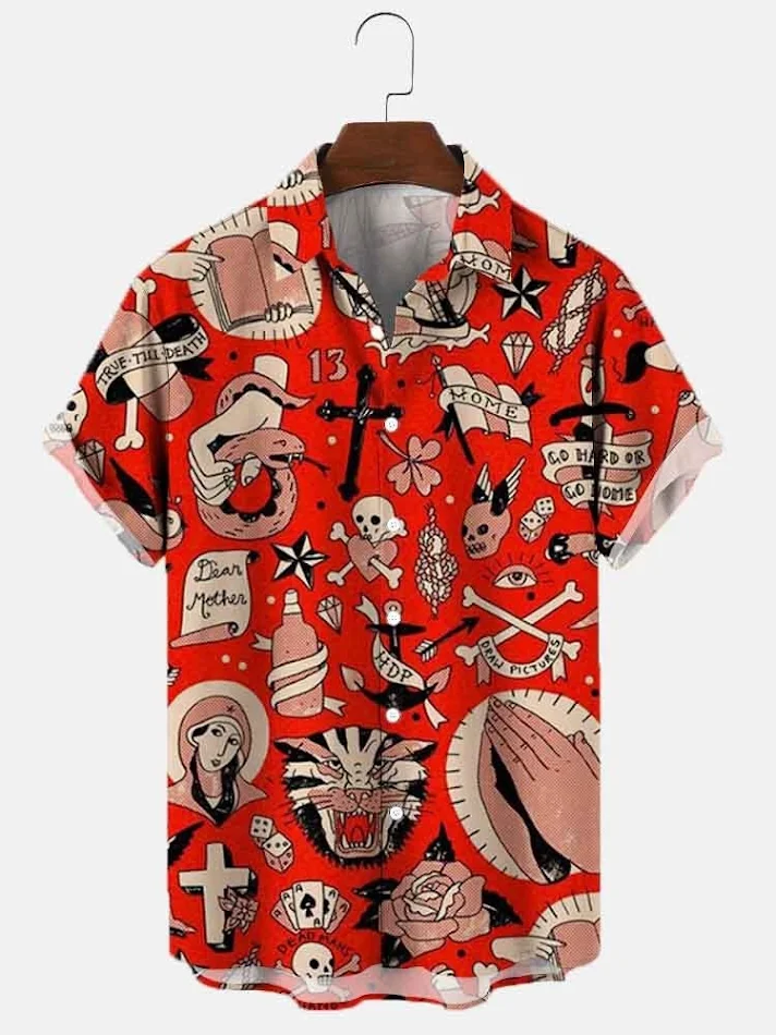 Camisa masculina casual de verão com estampa 3D, perfeita para um visual descontraído e moderno. Conforto e estilo garantidos.
