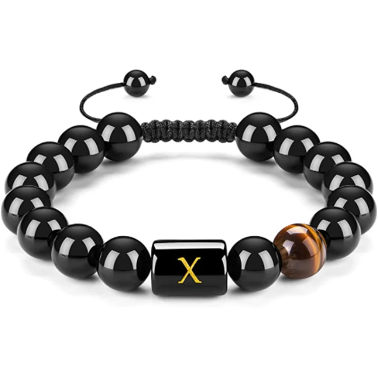 Title 23, Pulseira masculina de ágata negra natural, eleg...