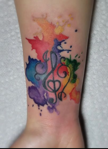 Music Notes Watercolor Tattoo