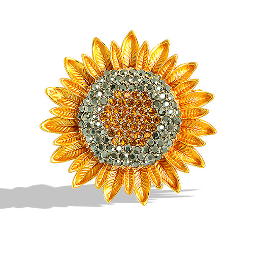 Title 2, Sunflower Brooch Diamond Plant Ornaments, a spa...