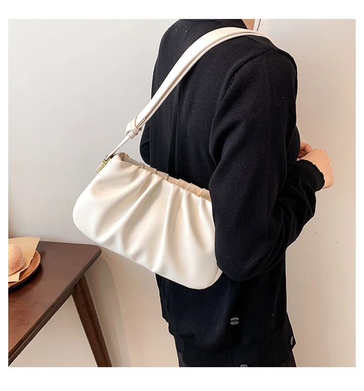 Title 5, Pleated Cloud Bag Underarm Bag with unique text...