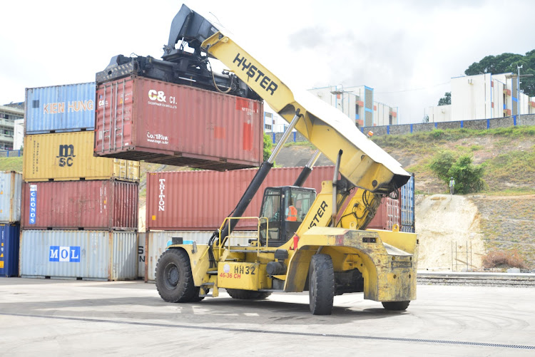 Containers with ethanol at the Port of Mombasa being moved for railing to Nairobi/Courtesy