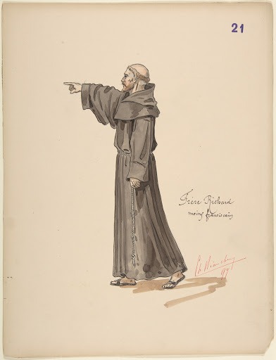 Brother Richard, a Franciscan Monk; costume design for Jeanne d'Arc by the Paris Opera Company, 1897