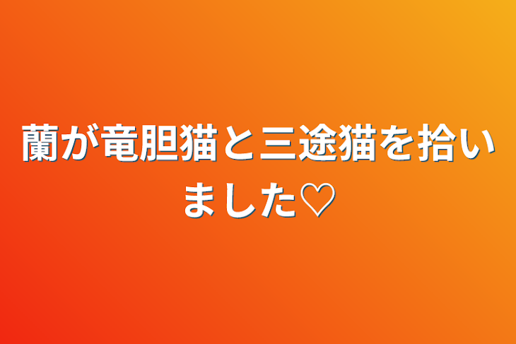 「蘭が竜胆猫と三途猫を拾いました♡」のメインビジュアル