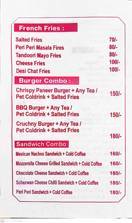 Tea 'n' Me menu 