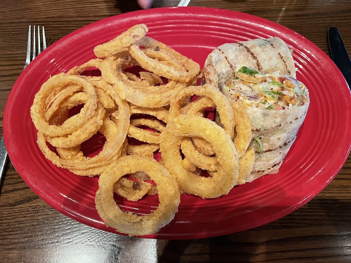 Chicken wrap with onion rings