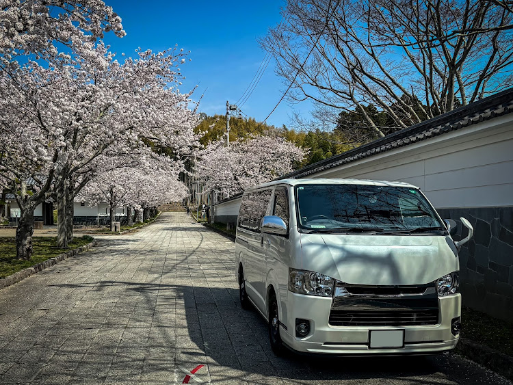 レジアスエースバンの桜・桜と愛車・桜シーズン開幕・1インチローダウン・ハイエース200系に関するカスタム事例の投稿画像1枚目