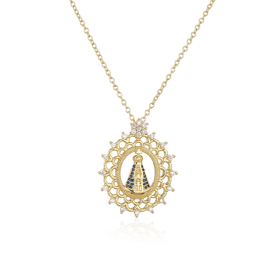 Koper vergulde micro-ingelegde zirkonium holle geometrie hanger ketting, een stijlvol en duurzaam sieraad voor dames.