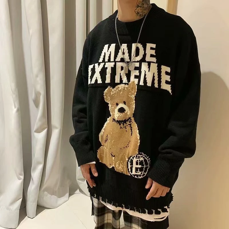 Title 5, Letter Bear Strickpullover für Paare, locker ge...