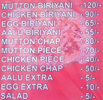 Super Hazi Biryani menu 