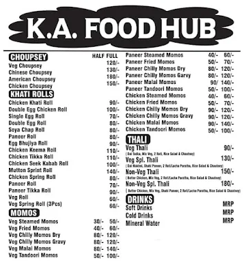 KA Food Hub menu 
