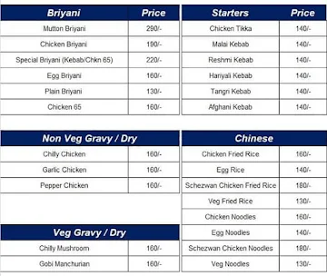 Smokeys Briyani N Kebabs menu 