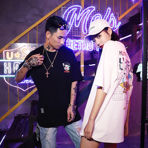 Title 7, Youth Street Dance Go Out Wave Print Short-slee...