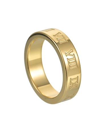 Bague Numérique Romaine en Acier Ti - 0