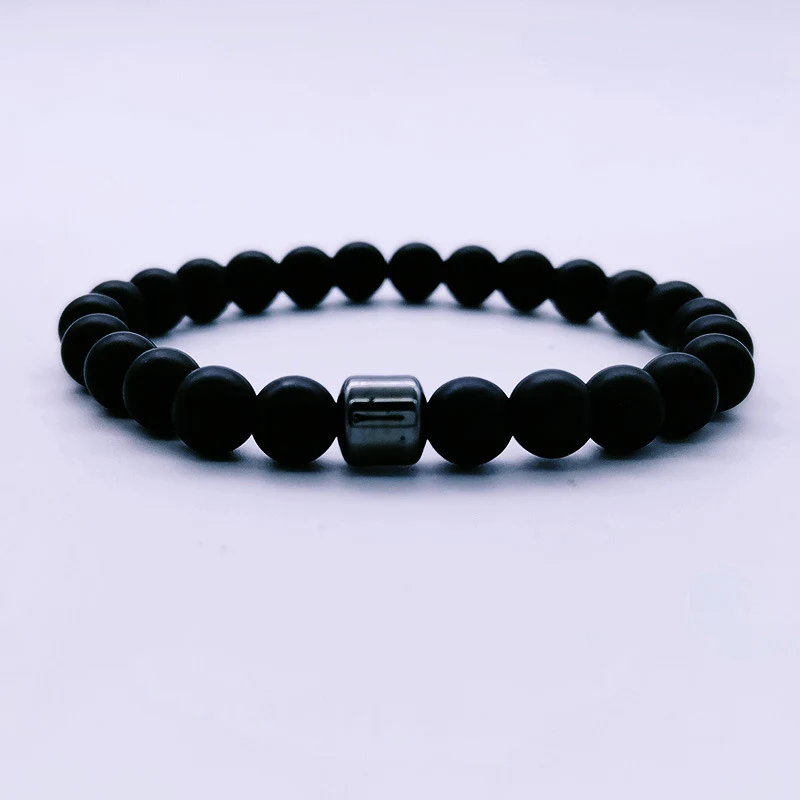 Title 4, 8mm Perlenarmband aus weißem Türkis, Hämatit, T...