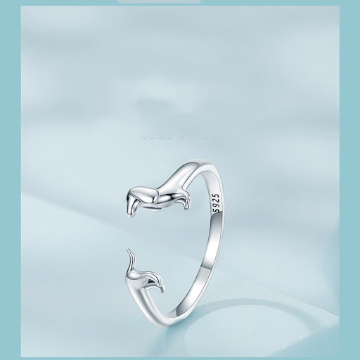 Title 6, Cute animal plain silver ring, a charming and s...