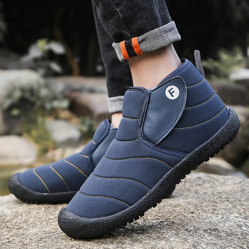 Botas de neve masculinas grossas à prova d'água para outono e inverno antiderrapantes de algodão para casais conforto e segurança.