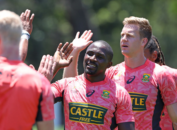 Siviwe Soyizwapi during the South African national men's sevens rugby team training session at Markotter Fields, Paul Roos Gymnasium on November 28, 2019 in Stellenbosch.