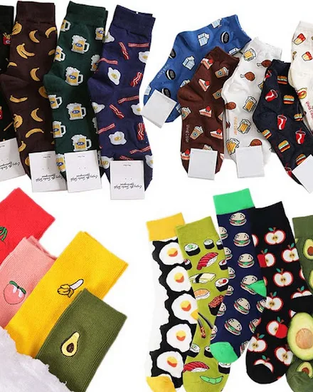 Harajuku happy socks men funny Cartoon fruit avocado bana... - 0