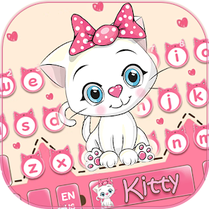 Download Cute Kitty Pink Bow Keyboard Theme For PC Windows and Mac