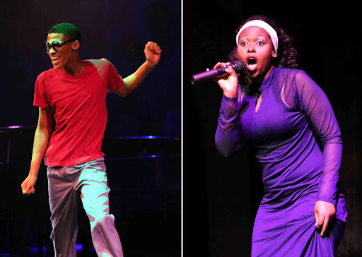 BORN TO PERFORM: Pupil Caleb Heynes, left, who came second in the national Arts and Culture (ACT) scholarship awards at Johannesburg’s Market Theatre this week. Andiswa Mbolekwa, right, also of Lady Grey Arts Arts Academy, came second in the ACT scholarship competition Pictures: DEBBIE YAZBEK