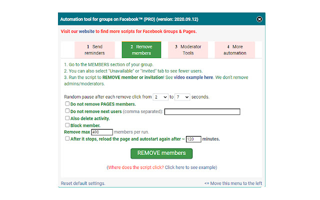 Auto script for groups: like, send, click