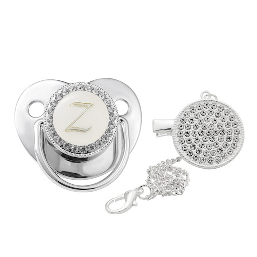 Title 8, Childrens Silver Soothing Pacifier with Baby L...