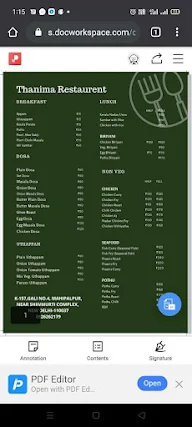 Thanima Kerala Restaurant menu 1