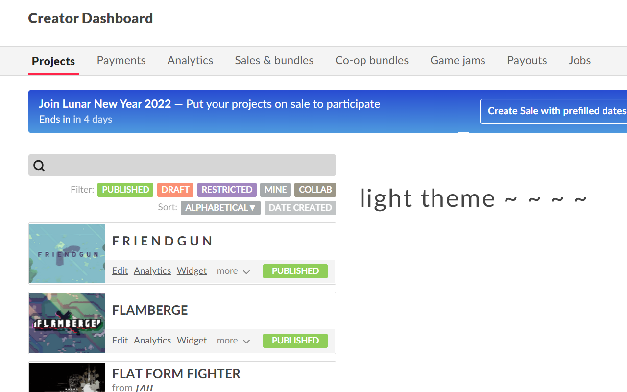 Itch Dashboard Filter Preview image 6