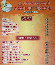 Akash Butter Dosa menu 1