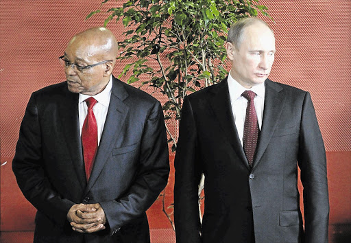 PLAYING WITH DANGER: President Jacob Zuma and his pal Russian President Vladimir Putin