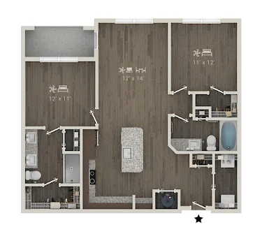 2 Bed 2 Bath